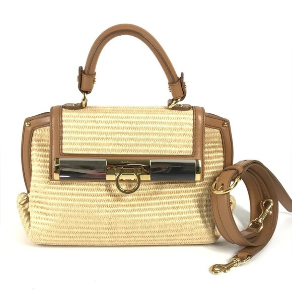 Salvatore Ferragamo Gancini logo Sofia 2WAY Bag Shoulder Bag Crossbody Hand Bag - Picture 1 of 16